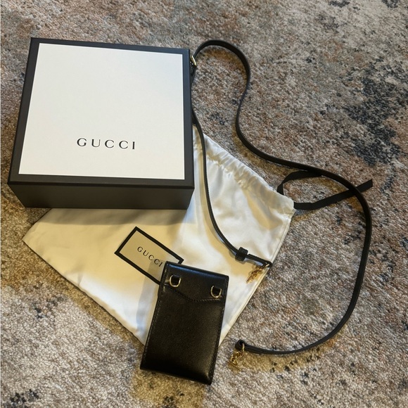 GUCCI Horsebit 1955 Shoulder Wallet Black 658617 Leather - Picture 2 of 8